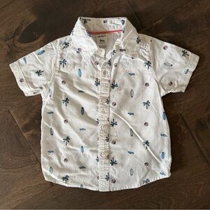 Carter's White Surfboard and Palm Tree Print Shirt